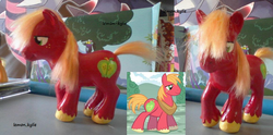 Size: 1003x499 | Tagged: safe, artist:lemonkylie, big macintosh, earth pony, pony, g3, g4, customized toy, g4 to g3, generation leap, irl, male, photo, solo, stallion, toy