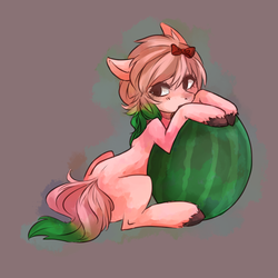 Size: 800x800 | Tagged: safe, artist:beato-riiche, oc, oc only, original species, solo, watermelon