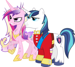 Size: 5870x5230 | Tagged: safe, artist:90sigma, princess cadance, shining armor, alicorn, pony, unicorn, a canterlot wedding, g4, absurd resolution, concave belly, dirty, duo, messy mane, simple background, slender, thin, transparent background, vector