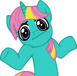 Size: 687x675 | Tagged: safe, artist:beckiergb, dewdrop dazzle, pony, unicorn, g4, :i, looking at you, shrug, shrugpony, simple background, solo, transparent background, vector