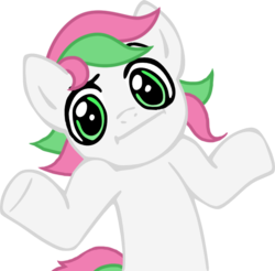 Size: 687x675 | Tagged: safe, artist:beckiergb, blossomforth, pony, g4, :i, female, looking at you, shrug, shrugpony, simple background, solo, transparent background, vector