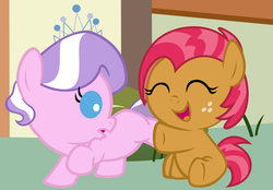 Size: 4320x3000 | Tagged: safe, artist:beavernator, babs seed, diamond tiara, pony, g4, baby, baby pony, foal, vector