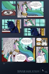 Size: 1275x1911 | Tagged: safe, artist:dracojayproduct, princess celestia, princess luna, oc, comic:lunar isolation, g4, comic