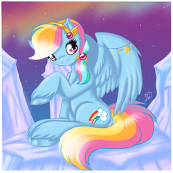 Size: 800x800 | Tagged: safe, artist:yuki-orin, rainbow dash, crystal pony, pony, g4