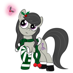 Size: 2000x2000 | Tagged: safe, artist:zomgitsalaura, pony, clothes, holly, holly mistaken for mistletoe, socks, solo, striped socks