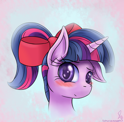 Size: 1450x1433 | Tagged: safe, artist:sonicrainboom93, twilight sparkle, g4, alternate hairstyle, bow, ponytail, solo