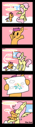 Size: 640x2305 | Tagged: safe, artist:raincupcake, fluttershy, scootaloo, pony, g4, baby, baby pony, comic, cute, diaper, drawing, filly, fluttermom, foal