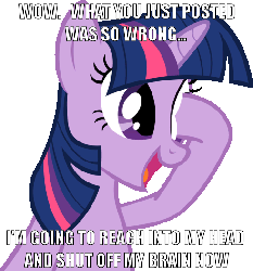 Size: 493x527 | Tagged: safe, twilight sparkle, g4, eye poke, gif, image macro, non-animated gif, pinkie pie swear, pinkie promise