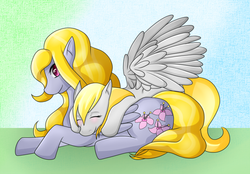 Size: 800x556 | Tagged: safe, artist:sanyamio, derpy hooves, lily blossom, pegasus, pony, g4, female, mare