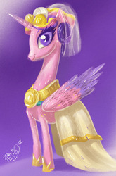 Size: 593x900 | Tagged: safe, artist:peerro, princess cadance, pony, g4, clothes, dress, female, solo, wedding dress