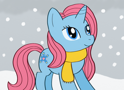 Size: 1003x728 | Tagged: safe, artist:jennytablina, snowcatcher, pony, g4, clothes, scarf, solo