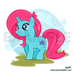 Size: 500x500 | Tagged: safe, artist:peteb182, snowcatcher, pony, g4, female, grass, simple background, smiling, solo, white background