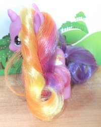 Size: 1116x1393 | Tagged: safe, artist:jigglypuff-kawaii, rainbow flash (g4), pony, unicorn, g4, brushable, curly mane, curly tail, irl, photo, solo, tail, toy