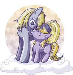 Size: 600x611 | Tagged: safe, artist:xkappax, derpy hooves, dinky hooves, pegasus, pony, g4, equestria's best mother, female, mare