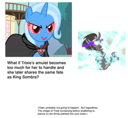 Size: 650x600 | Tagged: safe, edit, edited screencap, screencap, king sombra, trixie, pony, unicorn, g4, magic duel, female, imminent death, implied death, mare, meta, text