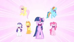 Size: 720x405 | Tagged: safe, edit, edited screencap, screencap, applejack, fluttershy, pinkie pie, rainbow dash, twilight sparkle, pony, g4, elements of harmony, face swap, flutterrage, wrong neighborhood