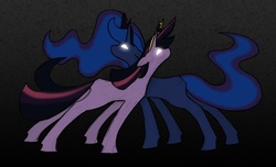 Size: 600x365 | Tagged: safe, artist:crowneprince, princess luna, twilight sparkle, g4, duo, glowing eyes