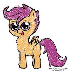 Size: 877x912 | Tagged: safe, artist:chibi95, scootaloo, pegasus, pony, g4, chest fluff, female, filly, foal, simple background, solo, transparent background