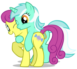 Size: 2800x2500 | Tagged: safe, artist:aquaticneon, bon bon (g1), lyra heartstrings, earth pony, pony, unicorn, g1, g4, my little pony tales, duo, female, g1 to g4, generation leap, kissing, lesbian, mare, one eye closed, ship:lyrabon, shipping, simple background, transparent background, vector, wrongbon