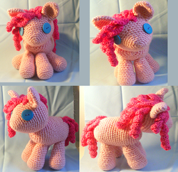 Size: 3000x2900 | Tagged: safe, artist:crowchet, pinkie pie, earth pony, pony, g4, amigurumi, crochet, irl, photo, plushie, solo