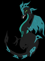 Size: 1539x2066 | Tagged: safe, artist:itsaaudraw, queen chrysalis, dragon, g4, black background, dragoness, dragonified, dragonlis, female, simple background, solo, species swap