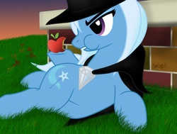 Size: 1181x895 | Tagged: safe, artist:iflysna94, trixie, g4, apple, eating