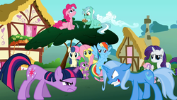 Size: 6392x3604 | Tagged: safe, artist:flutterflyraptor, bon bon, fluttershy, lyra heartstrings, pinkie pie, rainbow dash, rarity, spike, sweetie belle, sweetie drops, trixie, twilight sparkle, g4