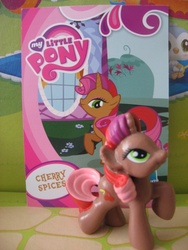 Size: 480x640 | Tagged: safe, artist:twilightberry, cherry spices, pony, g4, official, collector card, irl, photo, solo, toy