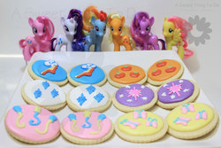 Size: 1500x1000 | Tagged: safe, applejack, fluttershy, pinkie pie, rainbow dash, rarity, twilight sparkle, g4, applejack's cutie mark, brushable, cookie, customized toy, cutie mark, fluttershy's cutie mark, food, irl, mane six, photo, pinkie pie's cutie mark, rainbow dash's cutie mark, rarity's cutie mark, toy, twilight sparkle's cutie mark