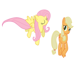Size: 1152x864 | Tagged: safe, artist:lolis100, applejack, fluttershy, g4, female, lesbian, missing accessory, ship:appleshy, shipping, simple background, transparent background, vector, wrong aspect ratio