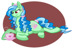 Size: 1051x703 | Tagged: safe, artist:otakugal15, tealove, earth pony, pony, g4, female, mare, simple background, solo, tea, teacup, transparent background