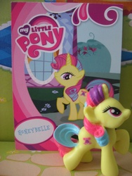 Size: 480x640 | Tagged: safe, artist:twilightberry, honeybelle, pony, g4, official, collector card, irl, photo, solo, toy