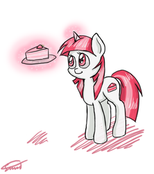 Size: 800x900 | Tagged: safe, artist:silbersternenlicht, pudding pie, pony, unicorn, g4, cake, female, food, mare, simple background, solo, white background