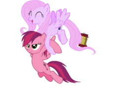 Size: 800x600 | Tagged: safe, artist:xgamergir3, skywishes (g4), sweetsong (g4), pegasus, pony, g4, duo, duo female, female, holding a pony, mare, recolor, simple background, transparent background