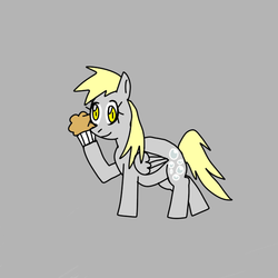 Size: 600x600 | Tagged: safe, artist:flamemario12, derpy hooves, pegasus, pony, g4, derp, female, mare, muffin