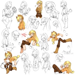 Size: 1280x1280 | Tagged: safe, artist:pappomut, applejack, human, g4, collage, humanized, sketch dump