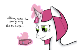 Size: 1376x908 | Tagged: safe, artist:rhodecyl, lovestruck, pony, g4, female, solo, tea