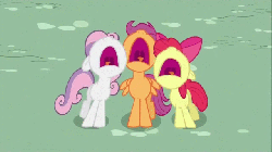 Size: 640x360 | Tagged: safe, screencap, apple bloom, scootaloo, sweetie belle, g4, one bad apple, animated, cutie mark crusaders, female