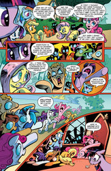 Size: 1040x1600 | Tagged: safe, official comic, applejack, dj pon-3, fluttershy, pinkie pie, rainbow dash, rarity, twilight sparkle, vinyl scratch, g4, official, the return of queen chrysalis, spoiler:comic, comic, invasion of the body snatchers, issue 1, preview