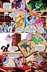 Size: 1040x1600 | Tagged: safe, idw, official comic, applejack, pinkie pie, princess cadance, queen chrysalis, rainbow dash, rarity, spike, twilight sparkle, changeling, pony, g4, official, the return of queen chrysalis, spoiler:comic, comic, disguise, disguised changeling, evil grin, grin, issue 1, preview, smiling