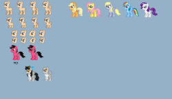 Size: 500x290 | Tagged: safe, artist:lightningbolt, applejack, derpy hooves, fluttershy, rainbow dash, rarity, oc, oc:lightning dee, oc:windows, pony, g4, base, female, mare, pixel art, sprite, sprite base