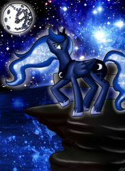 Size: 582x794 | Tagged: safe, artist:lunell, princess luna, pony, g4, female, moon, solo, stars