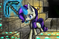 Size: 3000x2000 | Tagged: safe, artist:manearion, rarity, pony, g4, crossover, minecraft, solo