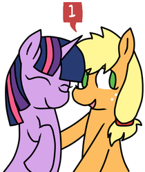 Size: 478x568 | Tagged: safe, artist:raincupcake, applejack, twilight sparkle, ask twijack, g4, female, lesbian, ship:twijack, shipping