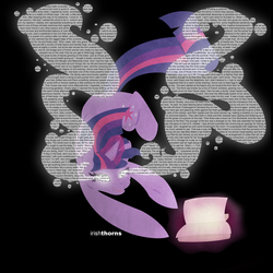 Size: 4500x4500 | Tagged: dead source, safe, artist:irishthorns, twilight sparkle, pony, g4, absurd resolution, book, female, glowing eyes, levitation, solo