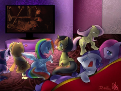 Size: 667x499 | Tagged: safe, applejack, fluttershy, pinkie pie, rainbow dash, rarity, twilight sparkle, oc, oc:pauly sentry, g4, anakin skywalker, exploitable meme, mane six, meme, sad movie meme, shmi skywalker, star wars