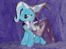 Size: 640x480 | Tagged: safe, artist:whitedove-creations, trixie, pony, g4, cape, clothes, hat, irl, photo, plushie, solo, trixie's cape, trixie's hat