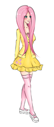 Size: 790x1850 | Tagged: safe, artist:lucyhikarikitsune, fluttershy, human, g4, clothes, dress, humanized, skinny, thin