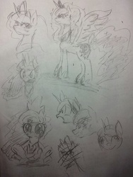 Size: 768x1024 | Tagged: safe, artist:black dog, princess luna, g4, monochrome, sketch