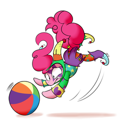 Size: 1280x1280 | Tagged: safe, artist:jailbait, pinkie pie, g4, ball, costume, falling, jester, jester pie